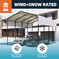 EROMMY 14’ x 20’ RV Metal Carport, Heavy Duty Carport Canopy with Galvanized Metal Roof and Frame for Car, RV, Boat and Tractors-Erommy