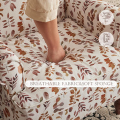 EROMMY Fabric Accent Chair, Modern Upholstered Armchair, Leisure Single Sofa Chair for Living Room Bedroom Reading, Orange Leaves-Erommy