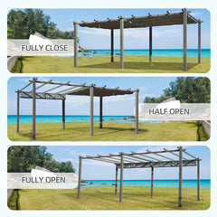 EROMMY 12 x 20 FT Pergola, Aluminum Pergola with Retractable Canopy, Upgraded Shelter with Adjustable and Removable Sun Shade Canopy for Patio, Garden, Deck, Black