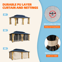 EROMMY 12' x 20' Outdoor Hardtop Gazebo with Cedar Frame and Powder Coated Metal Roof-Erommy