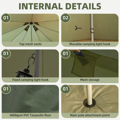 EROMMY Bell Tent for Family Camping, 16.4 FT Yurt Tent with Stove Jack, 4 Season Oxford Tents for Outdoor Party, Hot Tent Shelter Fits 3-4 People