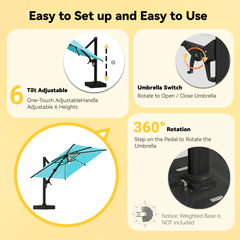 EROMMY 10 X 10 Outdoor Weather-resistant Umbrella with LED - Blue-Erommy