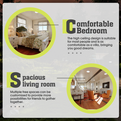 EROMMY Foldable 40ft 3 Bedroom Container House, Modular Prefab Home with Fully Equipped Bathroom, Outdoor Tiny House with Kitchen & Living Room-Erommy