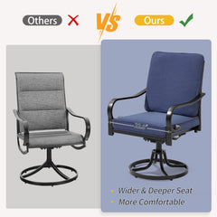 EROMMY Patio Swivel Chairs Set of 2, Heavy Duty Outdoor Dining Chairs with Full Rattan Backrest, Blue-Erommy