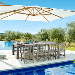 EROMMY 1 Large Table and 4 armless chairs set,Weather Resistant & Easy Maintenance,Perfect For Garden, Outdoor, Grey-Erommy