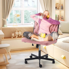 EROMMY Criss Cross Armless Chair With Wheels, height Adjustable Office Deak Chair For Office, Bedroom, Living Room, Pink-Erommy