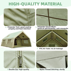 EROMMY 10-12 Person Extra Large 4 season Tent with Stove Jack, Green – 15.7X11.8-Erommy