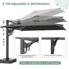 EROMMY 10 x 10 Outdoor Square Offset Umbrella with Sturdy Frame - Gray-Erommy