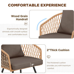 EROMMY 7-Piece Outdoor Dining Set – Rectangular Table with Umbrella Hole & 6 Rattan Chairs, Brown-Erommy