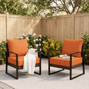 EROMMY Patio Furniture Cushions Set of 2 with Handle and Ties, Waterproof Fade-Resistant Outdoor Couch Cushions, Chair Pads for Dining Chairs, Orange