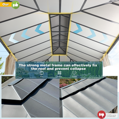 EROMMY 12' x 20' Hardtop Gazebo, Aluminum Composite Double Roof for Patio and Garden, Curtains and Netting-Erommy