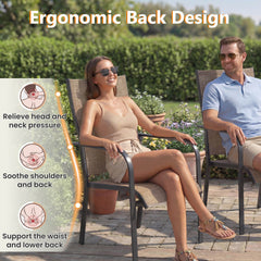 EROMMY Patio Chairs Set of 4, 330 LBS Capacity, 17.83" Widened Outdoor Dining Chairs with All Weather Quick-Drying Textilene & Metal Frame, Brown