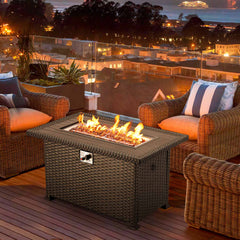 EROMMY 44" Patio Propane Fire Pit Table with Aluminum Frame, Black-Erommy