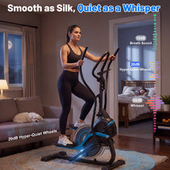 EROMMY 3-in-1 Elliptical Exercise Machine for Home, Cardio Climber & Stair Stepper with 18LB Flywheel, 16-Level Magnetic Resistance, 15.5” Stride, 300LB Capacity, Quiet Compact Trainer