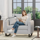 EROMMY Upholstered Oversize Rocking Chair with Adjustable Phone Handle, Nursery Rocking Chair with High Back and Side Pocket USB Port, Gray