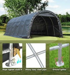 EROMMY 12 x 24 FT Heavy Duty Carport, Portable Garage with All-Steel Metal Frame and Round Style Roof, Anti-Snow Car Canopy Outdoor Storage Shelter for Car, Truck, Boat