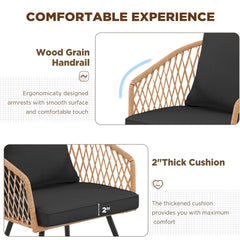 EROMMY 7-Piece Outdoor Dining Set – Rectangular Table with Umbrella Hole & 6 Rattan Chairs, Black-Erommy