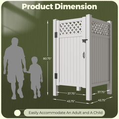 EROMMY 80.75"H x 45.75"W x 45.75"L White PVC Outdoor Shower Enclosure with Door, Weatherproof Privacy Stall for Pool & Beach, Durable Vinyl Construction(Grid-panel)
