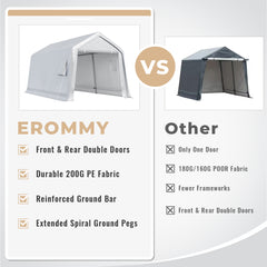 EROMMY 8'x14' Portable Outdoor Storage Shelter, Heavy Duty Carport w/Roll-up Doors & Ventilated Windows, Portable Garage Tent Shelter