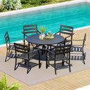 EROMMY 7-Piece Outdoor Patio Dining Set for 6, Round Metal Table with Umbrella Hole & Stackable Chairs