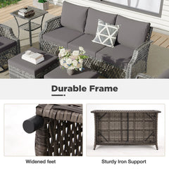 EROMMY 7 Piece Patio Furniture Set, Rattan Outdoor Sectional for Deck Backyard Porch (Gray)-Erommy