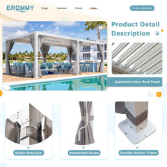 EROMMY 12x24 Pergola with Adjustable Louvered Roof – White-Erommy
