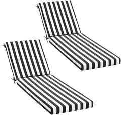 EROMMY Outdoor Lounge Chair Cushion Replacement Set of 2, Black Stripes-Erommy