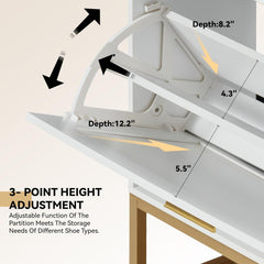 Shoe cabinet with 2 flip drawers and open storage, white | erommy