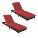 EROMMY Outdoor Chaise Lounge Chair Set of 2 with Adjustable Backrest, Burgundy