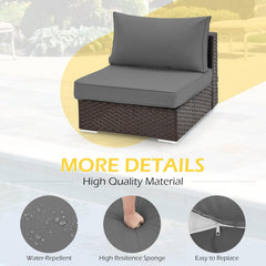EROMMY Outdoor Replacement Cushions for 6-Seat Patio Furniture Sets, Gray