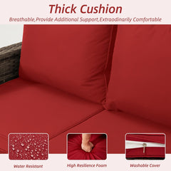 EROMMY 3 Piece Outdoor Swivel Chairs - Wicker Patio Bistro Table and Chairs Set, Wine Red-Erommy