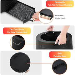 EROMMY Smokeless 19.5 in Patio Fire Pit with Removable Ash Pan, Black