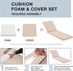 EROMMY Outdoor Lounge Chair Cushion Replacement, Khaki-Erommy