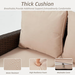 EROMMY 3 Piece Outdoor Swivel Chairs -All Weather Wicker Patio Bistro Table and Chairs Set, Khaki-Erommy