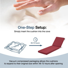 EROMMY Outdoor Lounge Chair Cushion Replacement Set of 2, Wine Red-Erommy