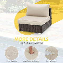 Outdoor Replacement Cushions for 6-Seat Patio Conversation Sets, Beige | erommy