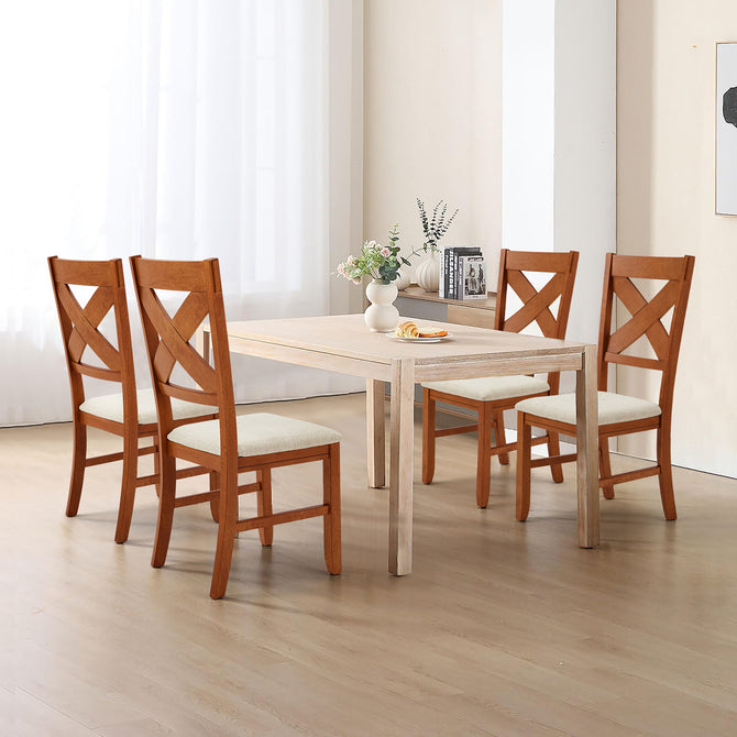 EROMMY Dining Chairs Set of 2, Modern Farmhouse Upholstered Dining Room Chair, Natural Oak-Erommy