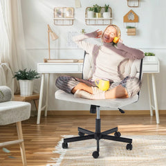 EROMMY Criss Cross Armless Chair With Wheels, height Adjustable Office Deak Chair For Office, Bedroom, Living Room, White-Erommy