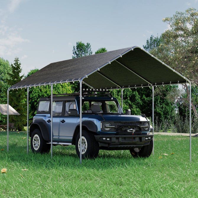 EROMMY 10x20 Heavy Duty Carport with Waterproof & UV Protected Garage Top Tarp Shelter Cover, Grey-Erommy