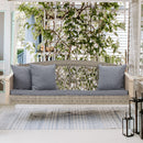 EROMMY 3 Seats Porch Swing Hanging Bench Swing Lounge Front Rattan Swing for Garden, Balcony, Gray-Erommy