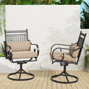EROMMY Patio Swivel Chair Set of 2, Outdoor Dining Chairs with Cushions for Porch, Deck, and Garden, Khaki-Erommy