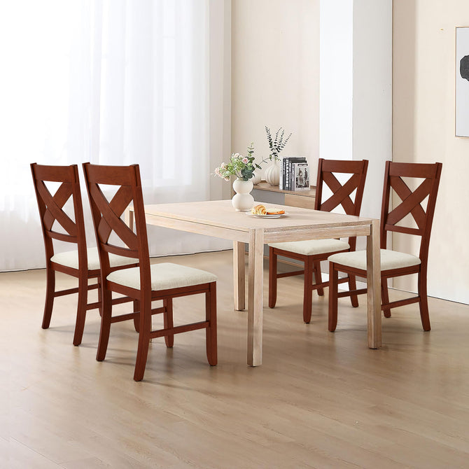 EROMMY Dining Chairs Set of 2, Modern Farmhouse Upholstered Dining Room Chair, Walnut-Erommy