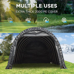 EROMMY 12 x 24 FT Heavy Duty Carport, Portable Garage with All-Steel Metal Frame and Round Style Roof, Anti-Snow Car Canopy Outdoor Storage Shelter for Car, Truck, Boat