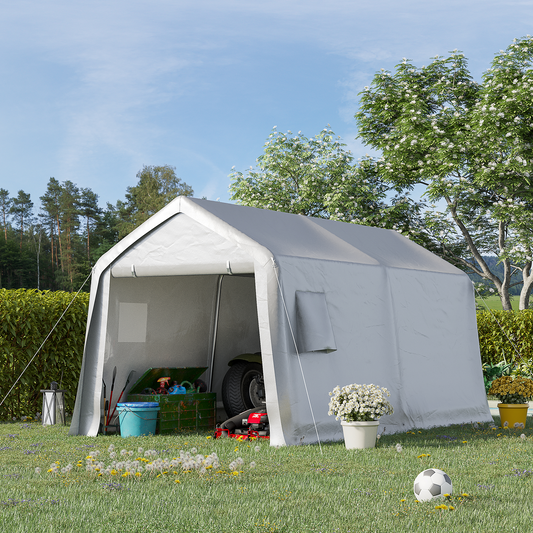 EROMMY 8'x14' Portable Outdoor Storage Shelter, Heavy Duty Carport w/Roll-up Doors & Ventilated Windows, Portable Garage Tent Shelter