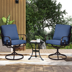 Erommy Patio Swivel Chair Set of 2, Outdoor Dining Chairs with Cushions, Blue-Erommy