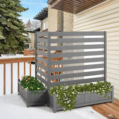 EROMMY 2-Pack No-Dig Privacy Fence Planter 36" W x 45" H, Wood Outdoor Screen for AC Unit, Trash & Flower Bed, Weather-Resistant, Grey