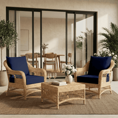 EROMMY Patio Furniture Cushions with Handle and Ties, Waterproof, Fade-resistant Outdoor Couch Cushion, Chair Pads for Dining Chairs, Navy blue