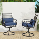 EROMMY Patio Swivel Chair Set of 2, Outdoor Dining Chairs with Cushions for Porch, Deck, and Garden, Blue-Erommy