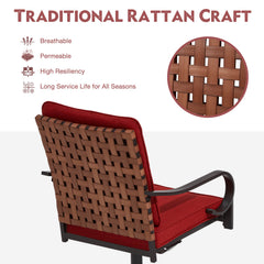 EROMMY Swivel Patio Chairs Set of 4 with Thickened Cushions, Red