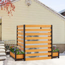 EROMMY No-Dig Privacy Fence with Planter Box - 3 Panels, 33" W x 39" H Durable Outdoor Patio Wood Screen for AC Unit, Trash Hide & Floral Garden Bed, Yellow